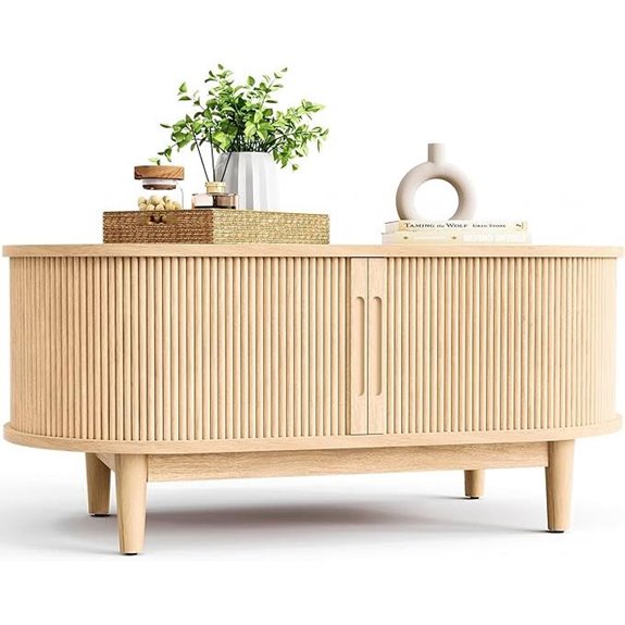 LINSY HOME Oval Coffee Table with Storage