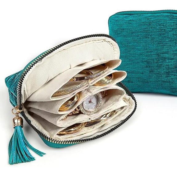 LOTOFUN Travel Jewelry Organizer Case (Peacock Blue)