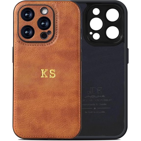 Custom Leather iPhone Case with Initials and Engraving