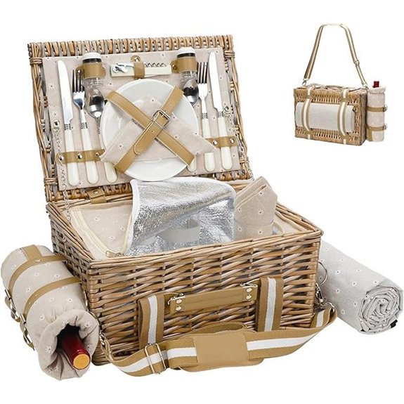 G GOOD GAIN Picnic Basket Set with Cooler & Blanket