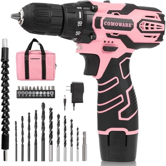 COMOWARE Pink Cordless Drill Set for Women
