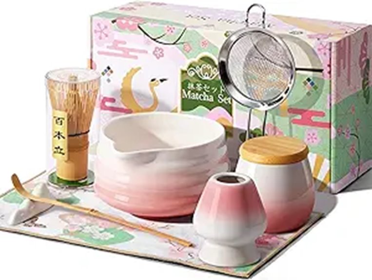 Pink Matcha Whisk Set with Bowl Scoop & Towel