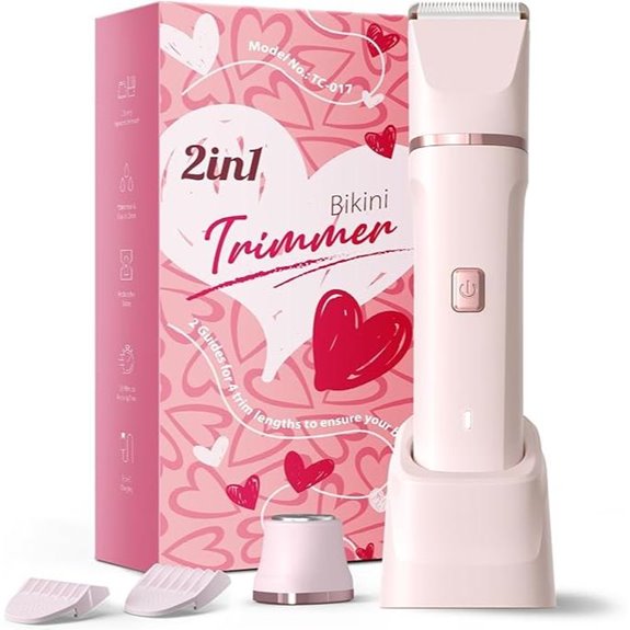 Pink Bikini Trimmer for Women Waterproof Cordless Reusable