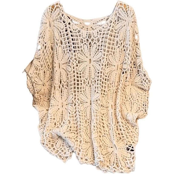 MakeMeChic Plus Size Boho Crochet Beach Cover-Up