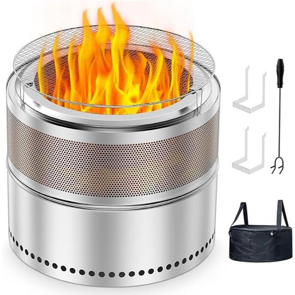 20-Inch Smokeless Portable Fire Pit with Grill