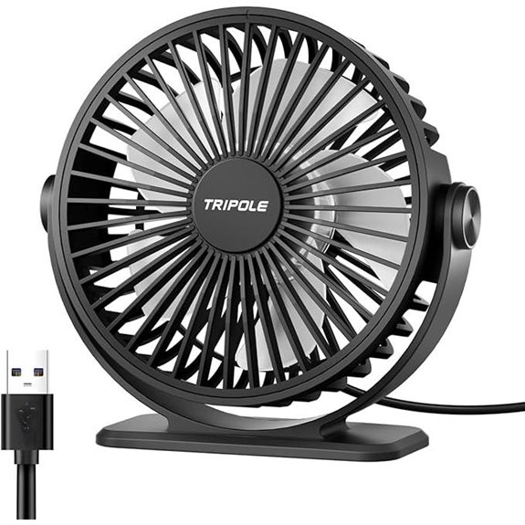 TriPole USB Portable Desk Fan with 360° Rotation