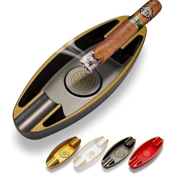 Portable Cigar Ashtray with 2 Holders
