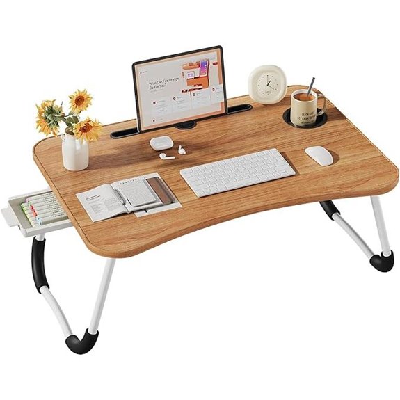 Lap Desk Bed Tray with Cup Holder and Drawer