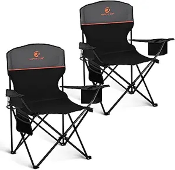 ALPHA CAMP 2-Pack Portable Camping Chairs with Coolers