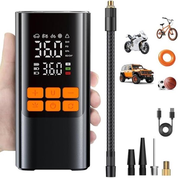Portable Electric Tire Inflator with Digital Pressure Gauge