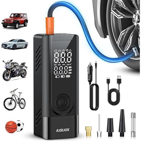 Portable Tire Inflator with Digital Pressure Gauge