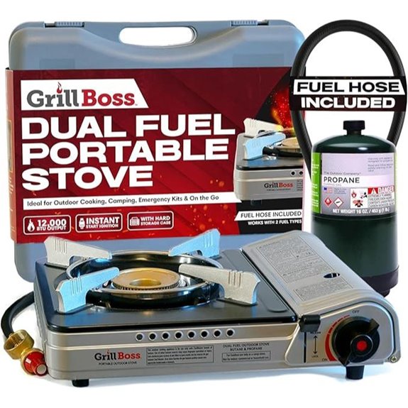 Grill Boss Dual Fuel Camp Stove with Wind Guard
