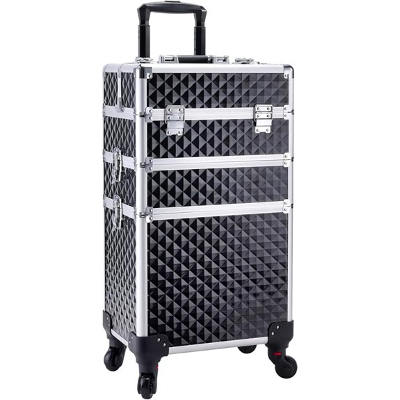 Adazzo 3-in-1 Rolling Makeup Train Case with Lock