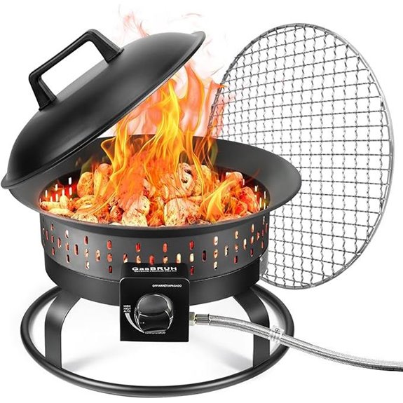19 Portable Propane Fire Pit with Grill and Cover