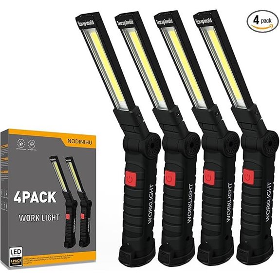 Rechargeable Portable Work Light with Magnetic Base (4 Pack)