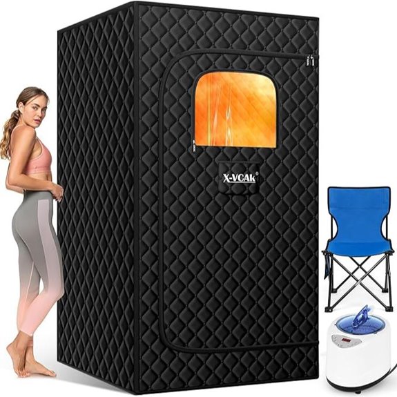 Portable Sauna Box with Remote and Folding Chair