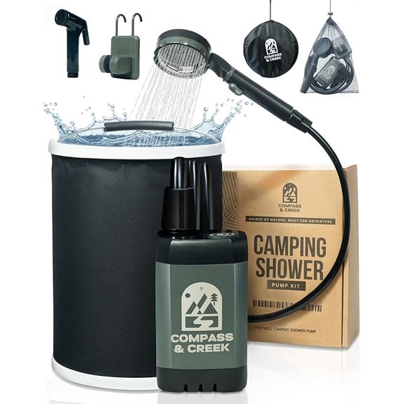 Portable Camping Shower Pump Kit with Battery and Accessories