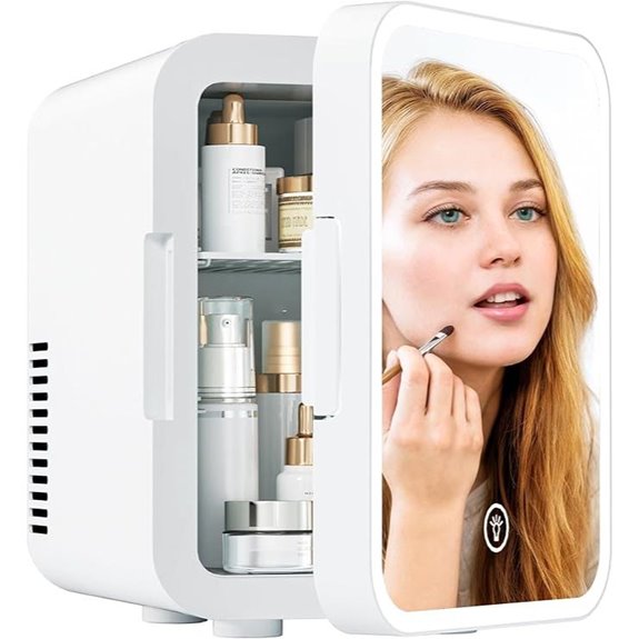 EUHOMY Skincare Fridge with Mirror Portable Cooler & Warmer