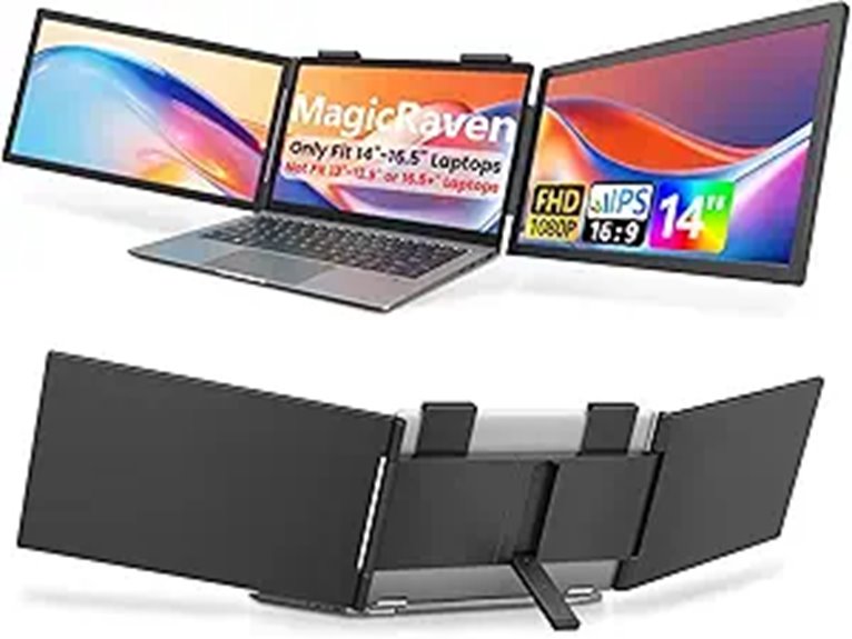 Dual Laptop Screen Extender 14 Portable Triple Monitor
