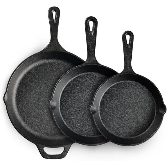 EWFEN Cast Iron Skillet Set 3 Pcs Pre-Seasoned