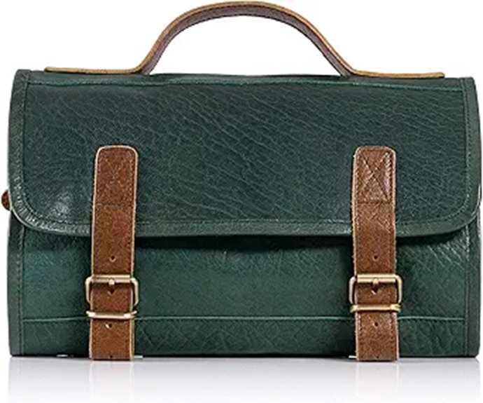 KomalC Premium Buffalo Leather Hanging Toiletry Bag Travel Dopp Kit