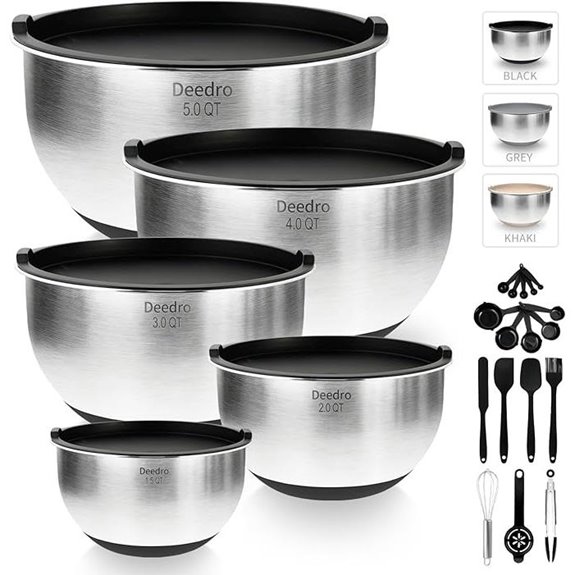 Deedro Premium Stainless Steel Mixing Bowls with Lids