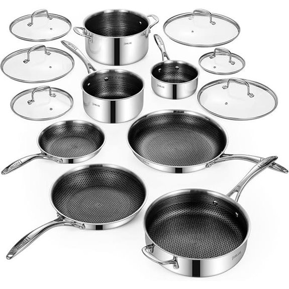Deluxe 13-Piece Nonstick Stainless Steel Cookware Set