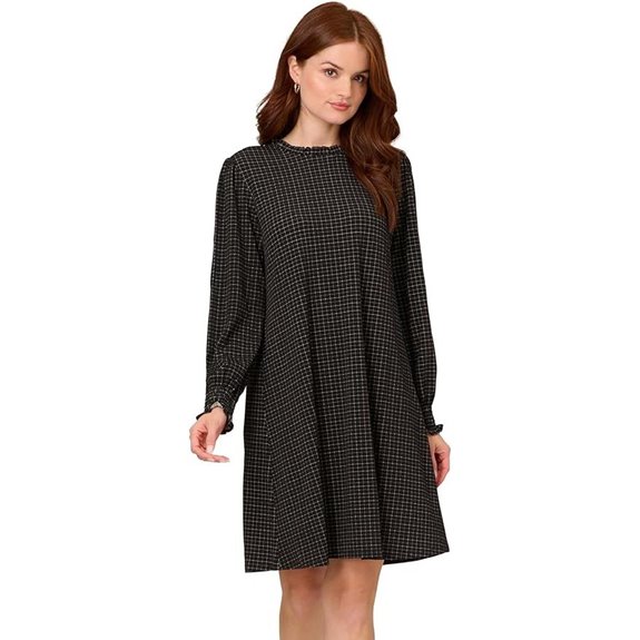Adrianna Papell Womens Printed Ruffle Neck Knit Dress