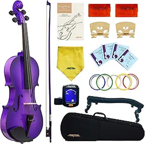 Purple 1/4 Beginner Violin with Fingering Tape