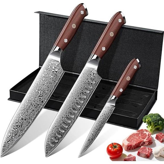 Purple Dragon Damascus Knife Set (3 pcs VG10 Steel)