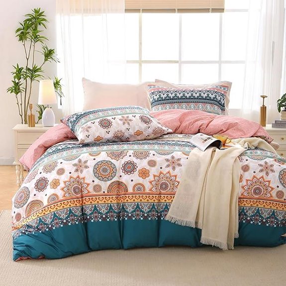 MUXHOMO Queen Floral Duvet Cover Set with Zipper