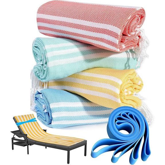 Turkish Beach Towel Set 4 Pack Sand-Free Quick Dry