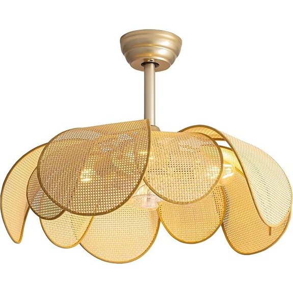 Rattan Fandelier Ceiling Fan with Lights and Remote