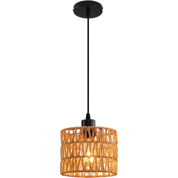 Woven Rattan Pendant Light for Kitchen & Farmhouse