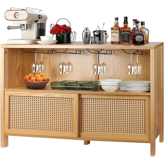 ZYBT Rattan Coffee & Liquor Bar Cabinet