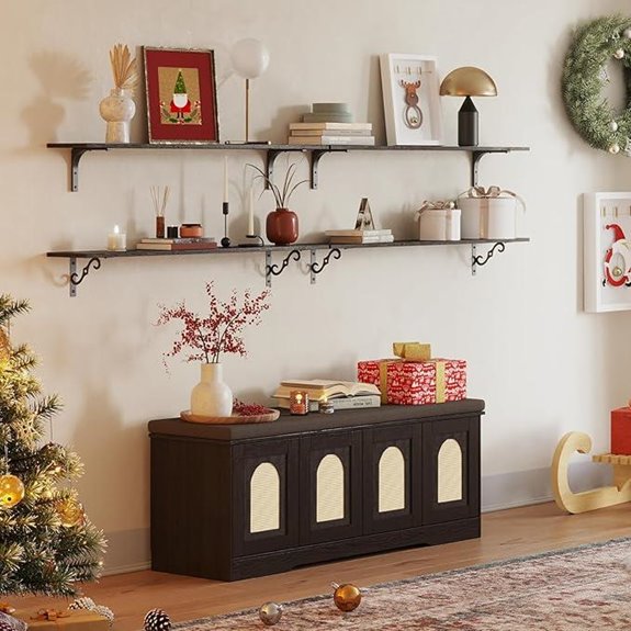 DINZI LVJ Rattan-Style Shoe Bench with Storage