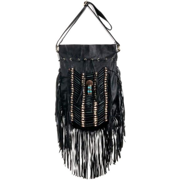 real leather fringe purse