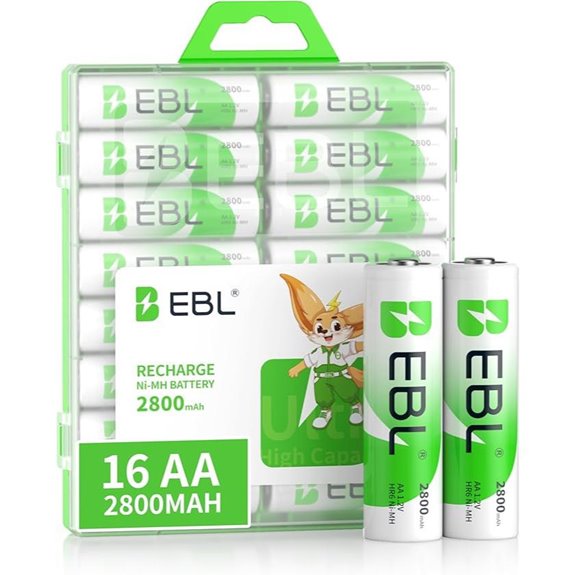 EBL 2800mAh Rechargeable AA Batteries (16 Pack)