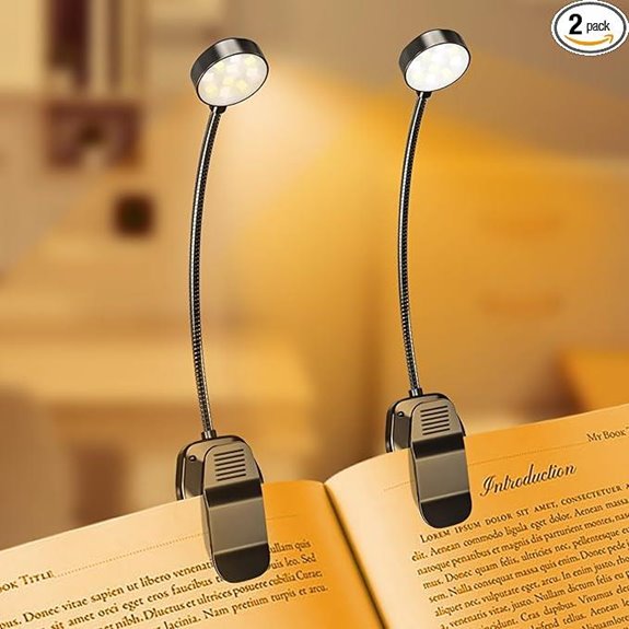 2 Pack Rechargeable Book Lights with Adjustable Brightness