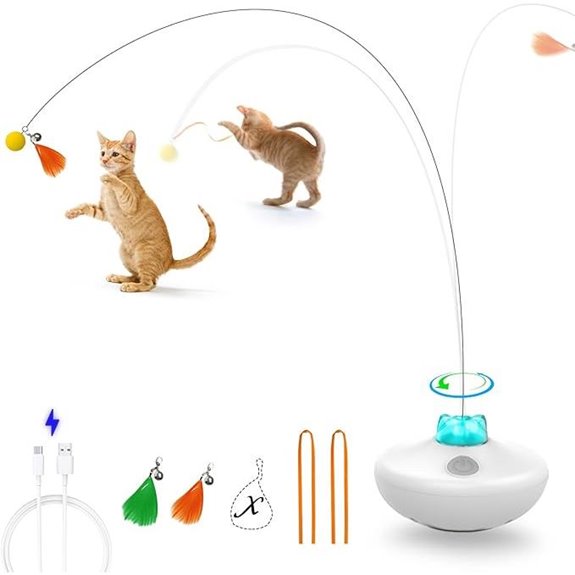Rechargeable Cat Tumbler Toy with Feather Wand