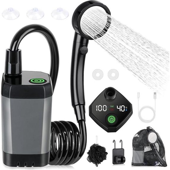 Rechargeable Camping Shower with LED & Multiple Spray Modes