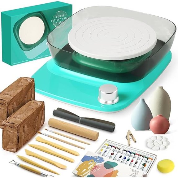 Mini Pottery Wheel with Rechargeable Battery and Tools
