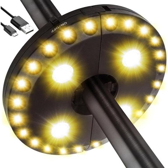 LATME Patio Umbrella Light with 3 Modes Rechargeable
