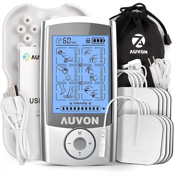 AUVON Rechargeable TENS Unit with Electrode Pads