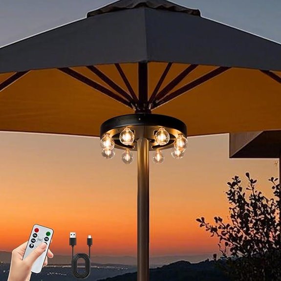 Rechargeable Outdoor Umbrella Lights with Dimmer & Timer