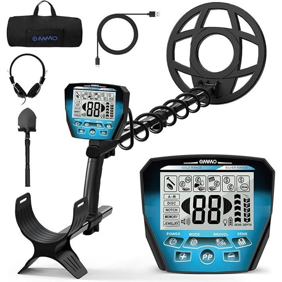 OMMO Metal Detector with Rechargeable Battery and Waterproof Coil