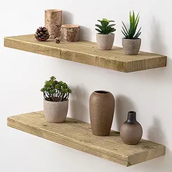 Rustic Reclaimed Barnwood Floating Shelves (Set of 2)