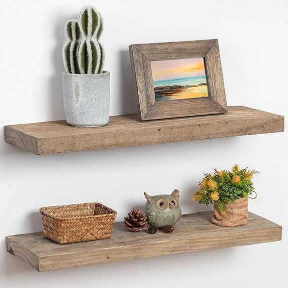 Rustic Reclaimed Wood Floating Shelves Set of 2