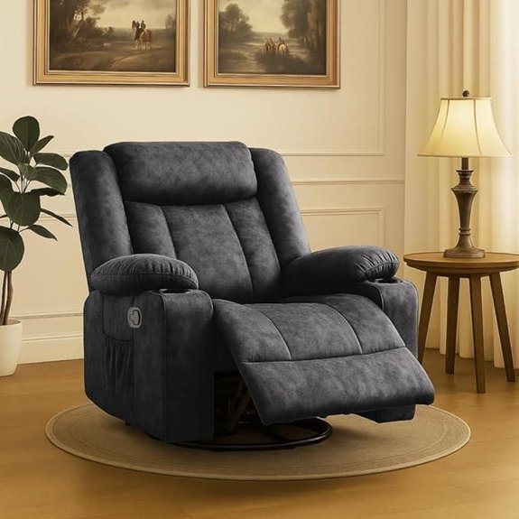 COMHOMA Recliner Chair with Cup Holders & Pockets