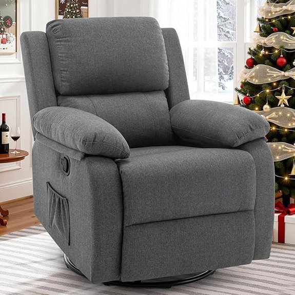 Swivel Rocker Recliner Chair with Side Pockets